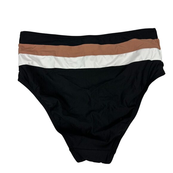 Time And Tru Womens High-Waisted Bikini Bottom Black Brown White S (4-6) - Picture 4 of 4